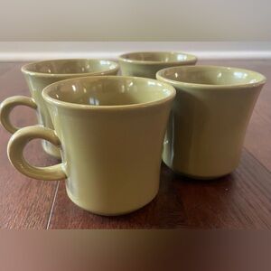 Vintage 4 Franciscan Earthenware Pebble Beach Tea Coffee Cup Avocado Green MCM